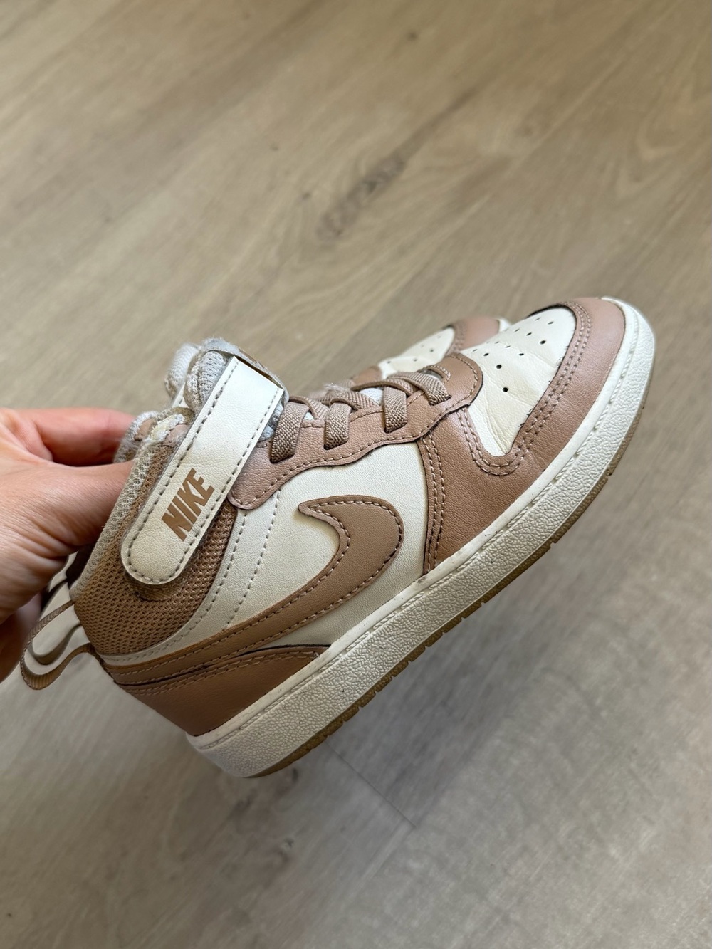 Nike Kids Mid-Top Sneakers in Cream and Brown